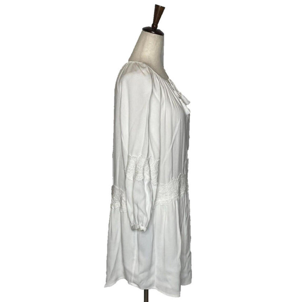 Joie White Pauletta Dress XS Gauze Festival Wear Flowy Lined Long Sleeve Tassel - Picture 5 of 9